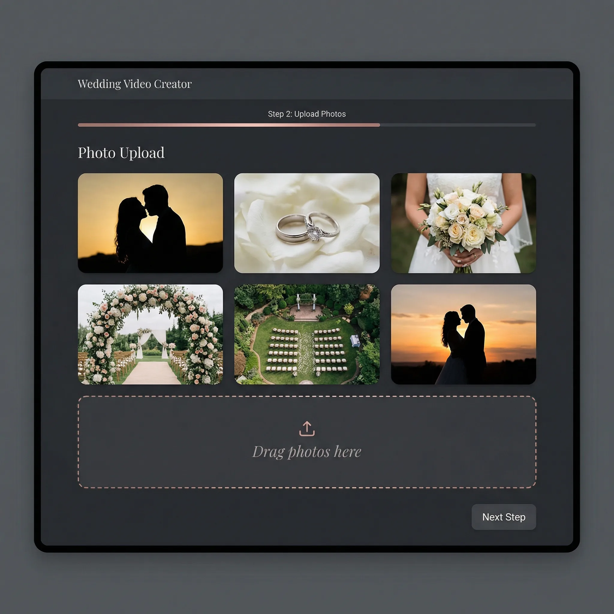 Upload wedding photos to AI wedding invitation video maker